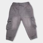 Infants' Washed Grey Regular Fit Rib Waist Cargo Jeans, Dark Grey, small image number null