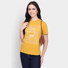 Ladies'  Stripes Round Neck T-Shirt, Mustard, small