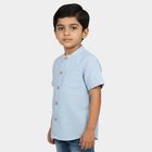 Infants Light Blue Mandarin Collar Regular Fit Shirt, हल्का नीला, small
