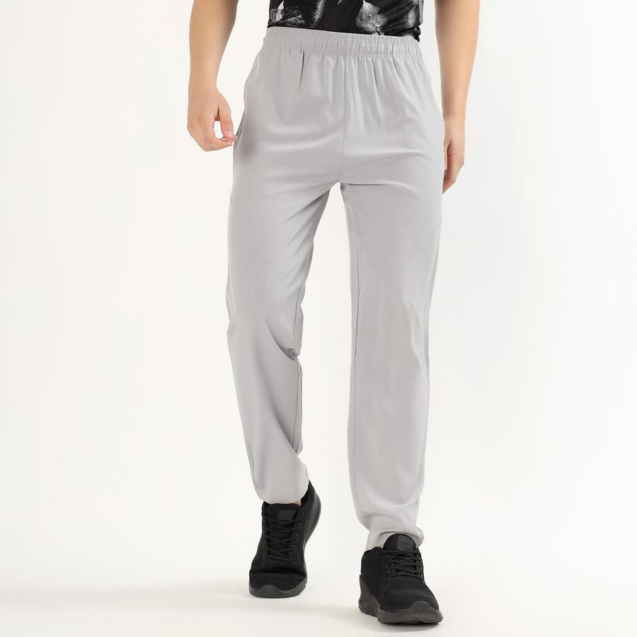 Men's Light Ash Grey Regular Fit Diagonal Seam Track Pants, Light Grey, large image number null