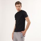 Men's Black Crew Neck Athleisure Drifit T-Shirt, काला, small