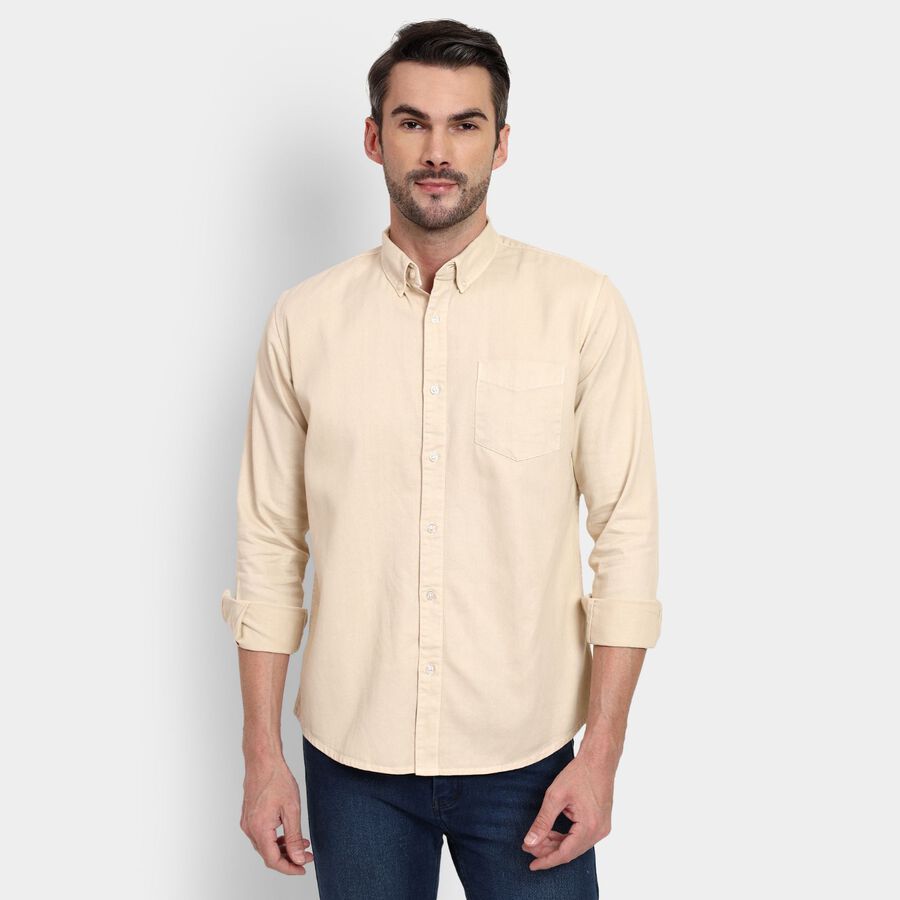 Men's 100% Cotton Casual Shirt , Beige, large image number null