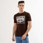 Men's Deep Brown Round Neck Graphic T-Shirt, Brown, small image number null
