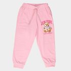 Girls' Pink Regular Fit Teddy Bear Printed Pyjama, हल्का गुलाबी, small