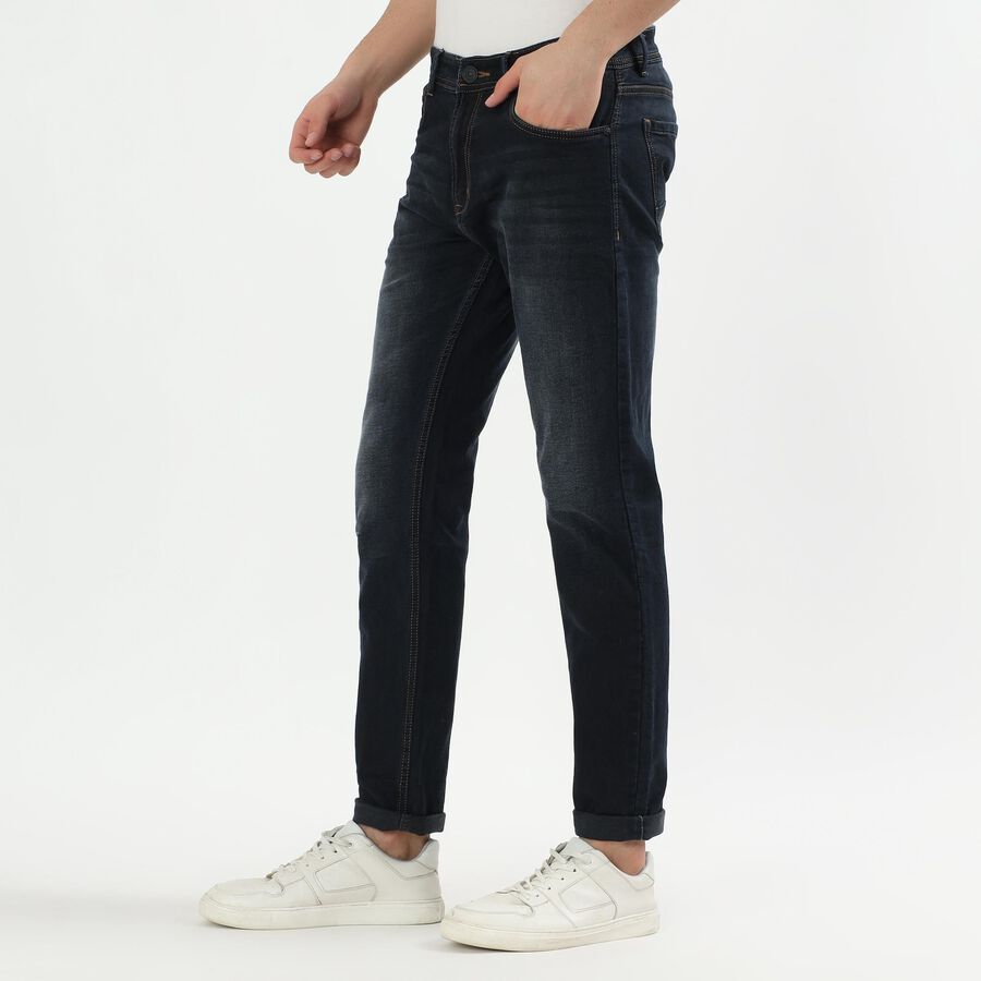 Men's Dark Washed Slim Fit Jeans, गहरा नीला, large image number null