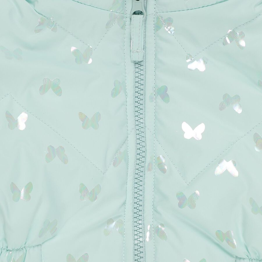 Girls Mint Green Hooded Casual Jacket, एक्वा, large image number null