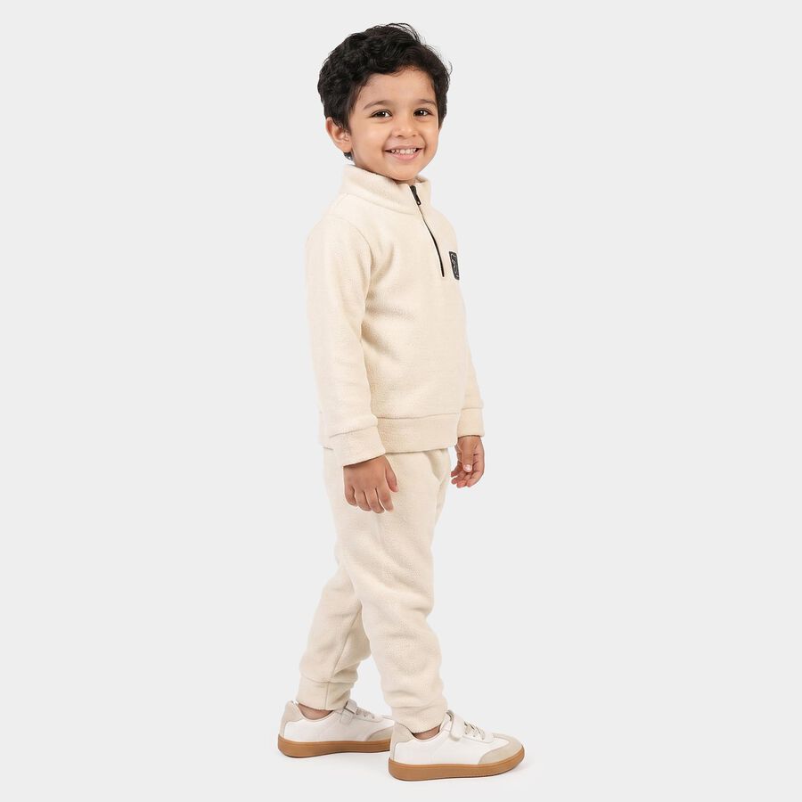 Boys Beige High Neck Appliqu&eacute; Baba Suit, गहरा पीला, large