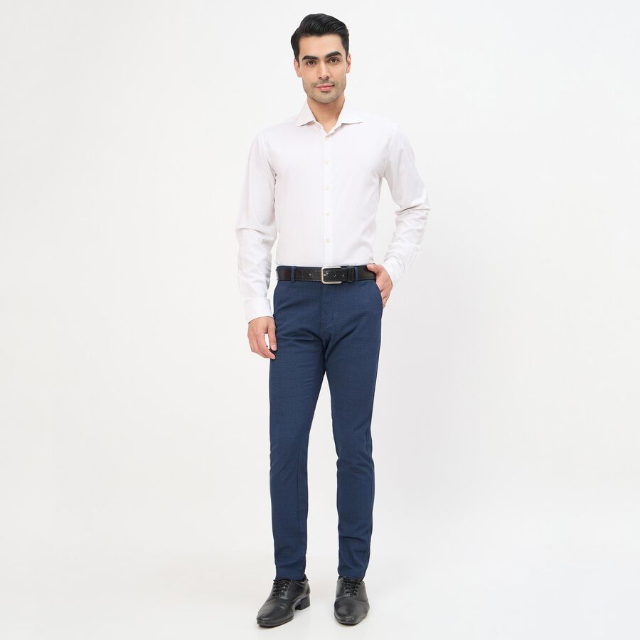 Men's Slim Fit Casual Trousers, नेवी ब्लू, large