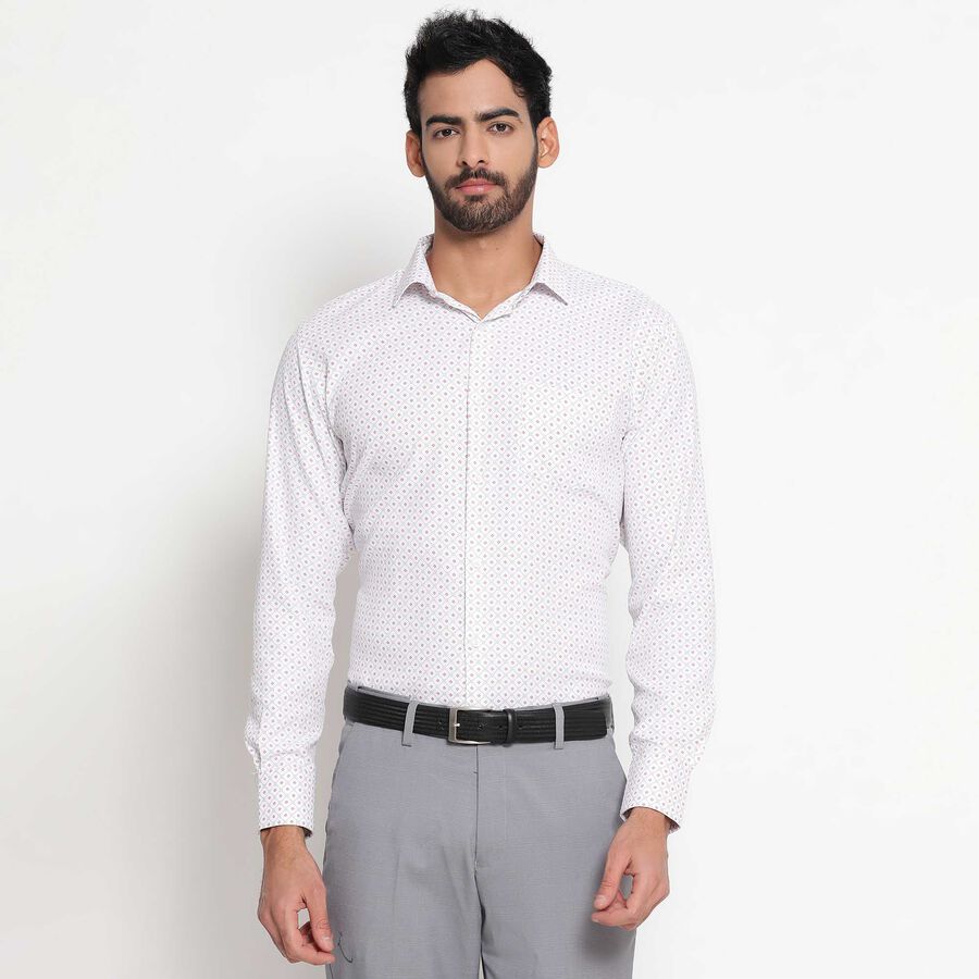 Printed Formal Shirt, Off White, large image number null
