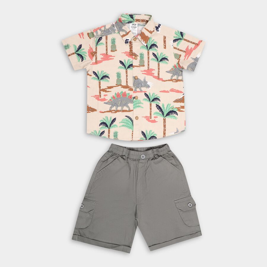 Boy's Cotton Woven Baba Suit, Beige, large image number null