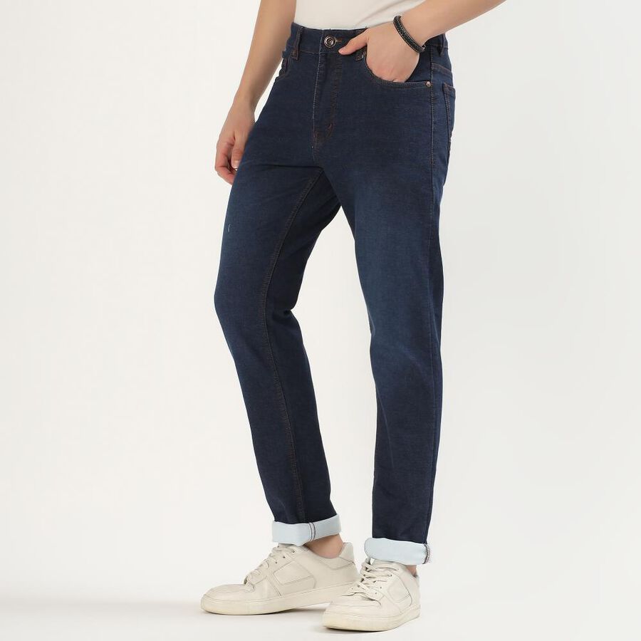 Men's Dark Indigo Blue Straight Fit Classic Jeans, गहरा नीला, large image number null