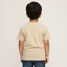 Boys' Light Beige Crew Neck Casual T-Shirt, गहरा पीला, small image number null