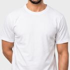 Men's White Cotton Round Neck Regular T-Shirt, सफ़ेद, small