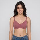 Women's Purple Cotton Blend V Neck T-Shirt Bra, Purple, small