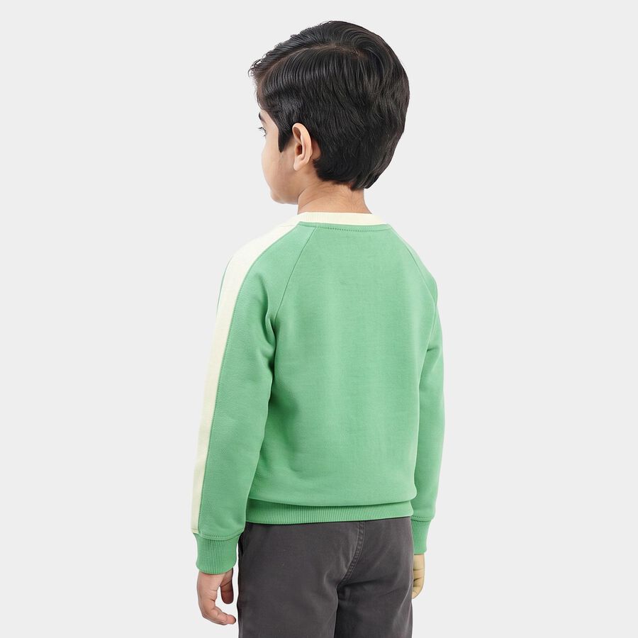 Boys' Dark Green Crew Neck Pullover Sweatshirt, Dark Green, large