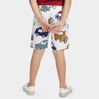 Boys' White Printed Cotton Relaxed Fit Bermuda Shorts, ऑफ व्हाइट, small