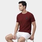 Men's Pink Round Neck Athleisure T-Shirt, Light Pink, small