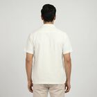 Men's Cream Camp Collar Casual Shirt, Off White, small
