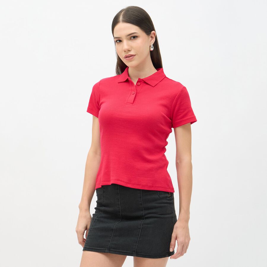Ladies' Polo T-Shirt, Fuchsia, large