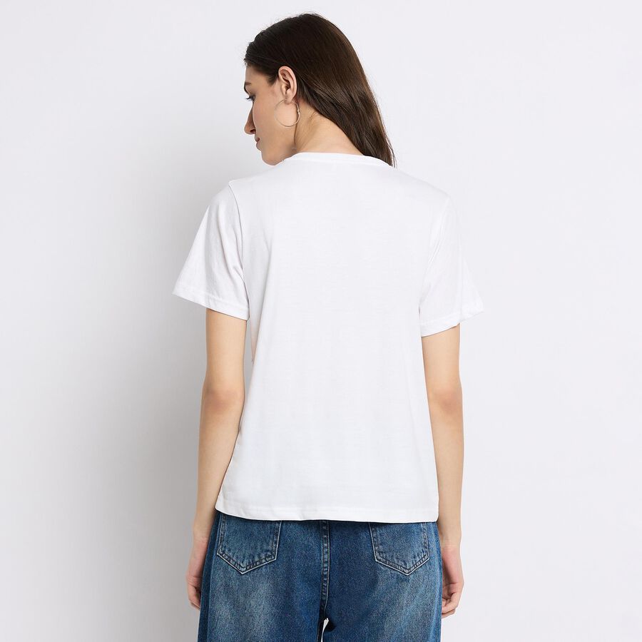 Ladies' Round Neck T-Shirt , सफ़ेद, large image number null