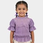 Girls Purple High Neck Romantic T-Shirt, लाइलेक, small