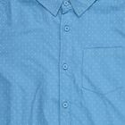 Boys' Teal Blue Cotton Half Sleeve Spread Collar Casual Shirt, Teal Blue, small