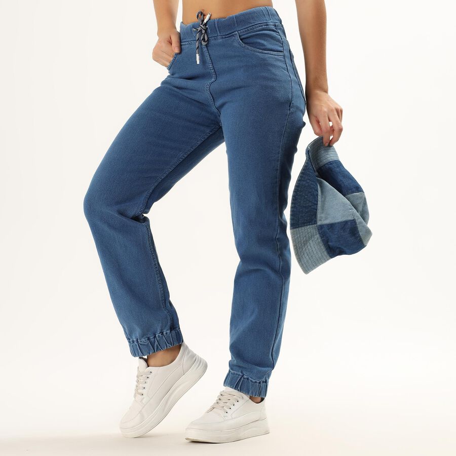 Ladies' Mid Rise Jeans, Mid Blue, large image number null