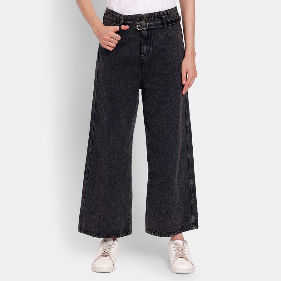 Ladies' 100% Cotton Jeans, Black, large image number null