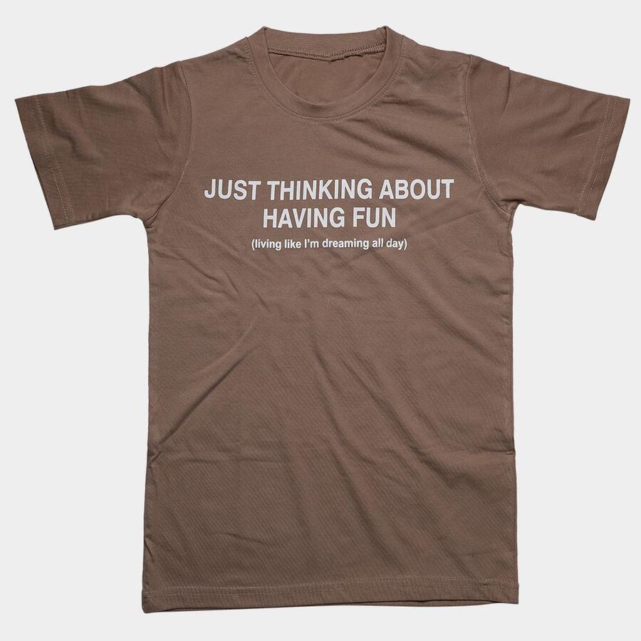 Boys' Brown Round Neck Graphic Printed T-Shirt, Brown, large