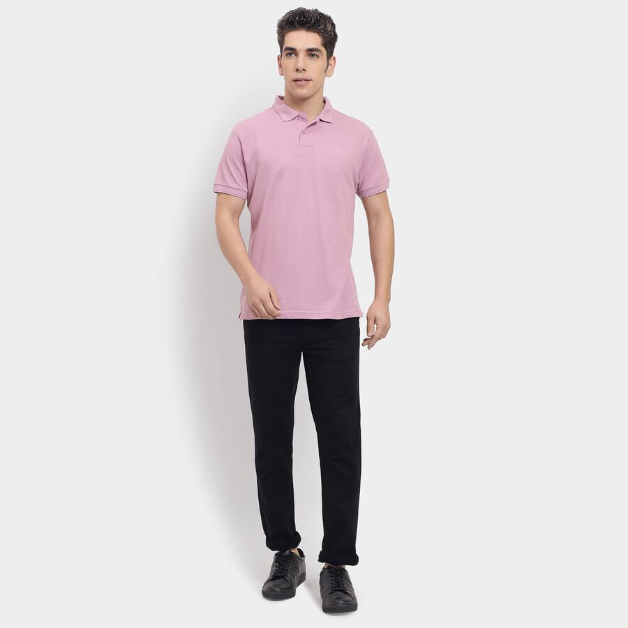 Men's Collared Half Sleeves T-Shirt , Pink, large