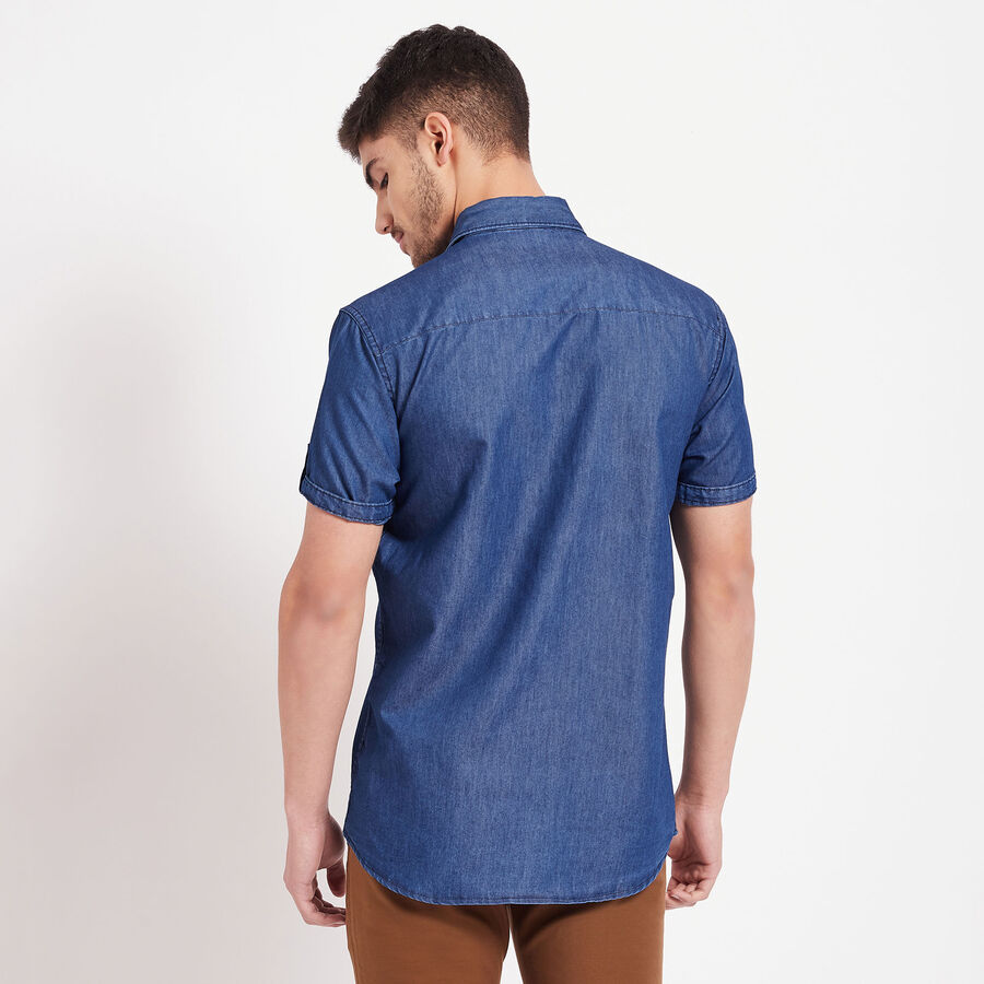 Cotton Solid Casual Shirt, Melange Blue, large image number null