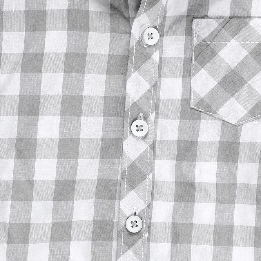 Infants Light Grey Cotton Half Sleeve Classic Casual Shirt, हल्का ग्रे, large