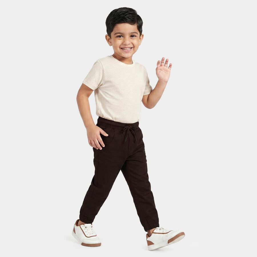 Boys Brown Regular Fit Drawstring Jogger Trousers, Brown, large