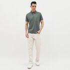 Men's Muted Sage Green Cotton Polo Collar Classic T-Shirt, Light Green, small