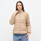 Women's Light Beige High Neck Casual Puffer Jacket, गहरा पीला, small image number null