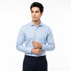 Men's Blue 100% Cotton Regular Fit Formal Shirt, Mid Blue, small