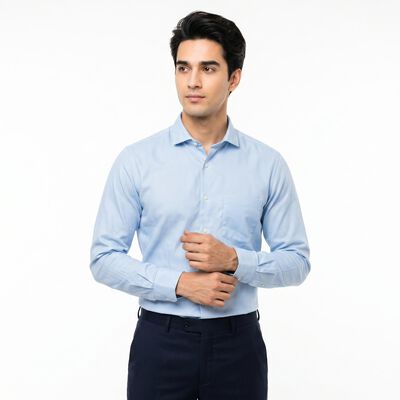 Men's Blue 100% Cotton Regular Fit Formal Shirt