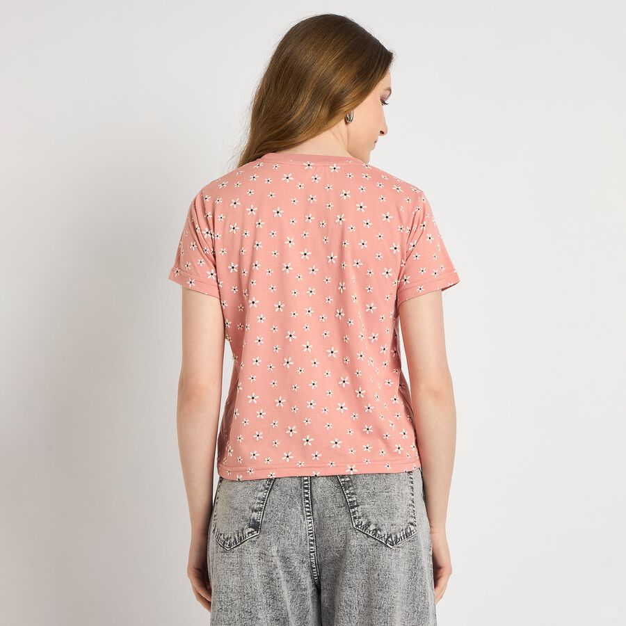 Ladies' Round Neck T-Shirt , Pink, large