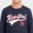 Boys Navy Blue Crew Neck Regular T-Shirt, नेवी ब्लू, small