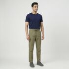 Men's Green Slim Fit Casual Trousers, Light Green, small
