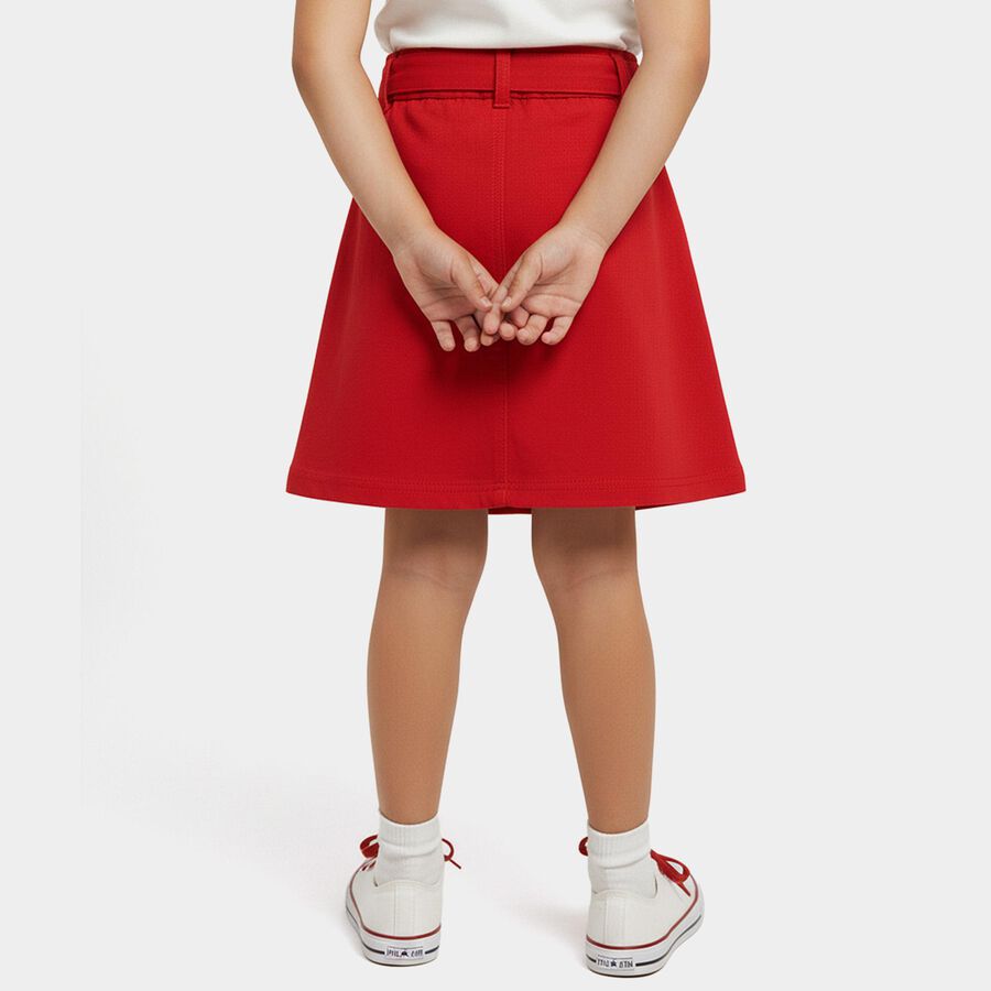 Girls' Red Regular Fit A-Line Cargo Skirt, Red, large
