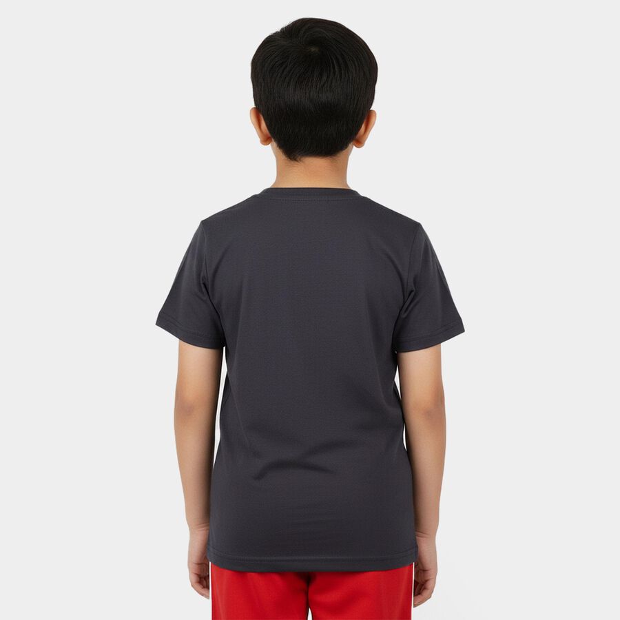 Boys' Half Sleeves T-Shirt, गहरा ग्रे, large