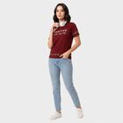Women's Maroon Round Neck Regular T-Shirt, मरून, small