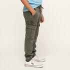 Boys' Muted Olive Green Regular Fit Cargo Trousers, ओलिव, small image number null