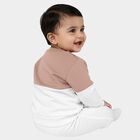 Infants' Muted Beige and White Crew Neck Casual Sweatshirt, गहरा पीला, small image number null