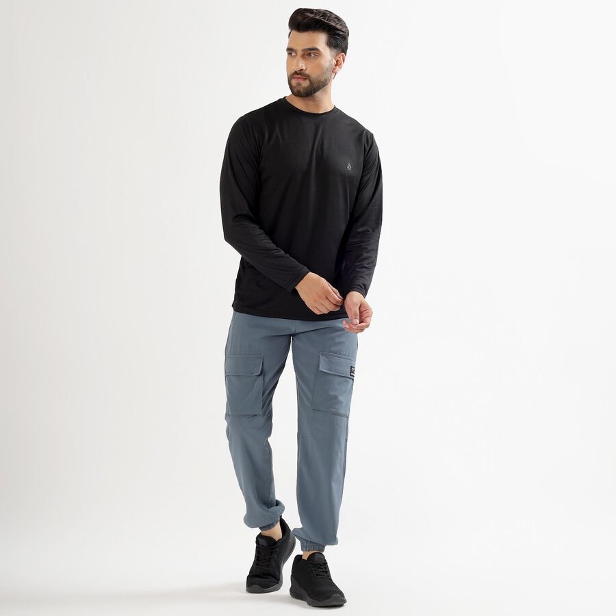 Men's Jet Black Crew Neck Casual T-Shirt, Black, large image number null