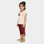 Girls Cream Ruffle Top and Maroon Capri Set, ऑफ व्हाइट, small image number null