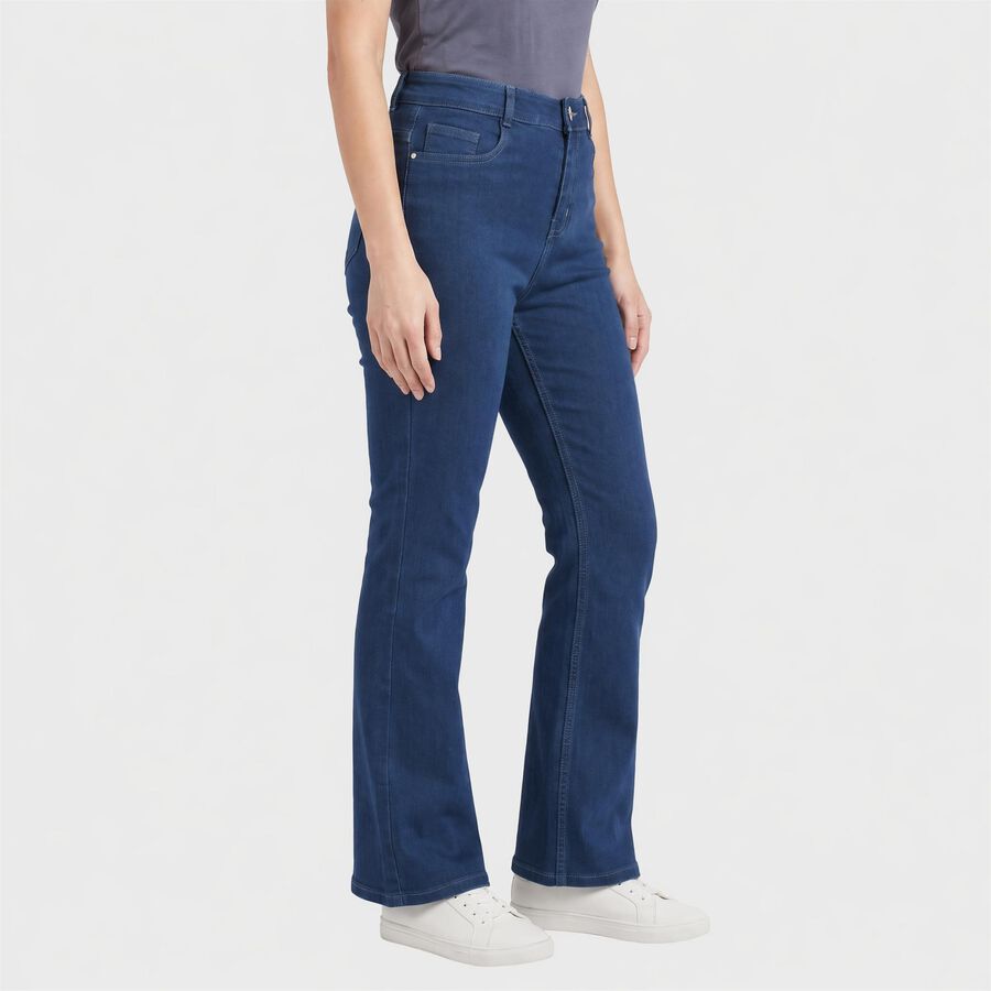 Women's Blue Bootcut Fit Lightly Faded Jeans, मध्यम नीला, large