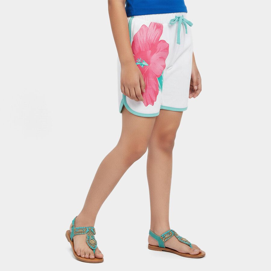 Girls' Off White Cotton Blend Shorts, Off White, large