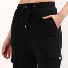 Women's Grey Regular Fit Cuffed Track Pants, Black, small